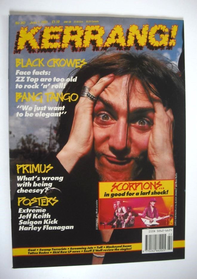 Kerrang magazine - Chris Robinson cover (1 June 1991 - Issue 343)