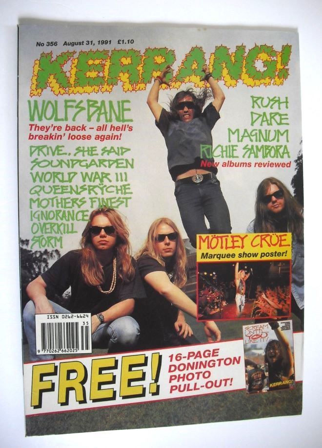 Kerrang magazine - Wolfsbane cover (31 August 1991 - Issue 356)