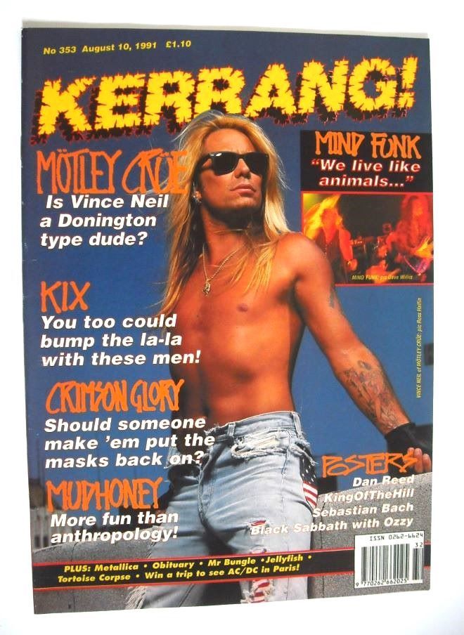 Kerrang magazine - Vince Neil cover (10 August 1991 - Issue 353)