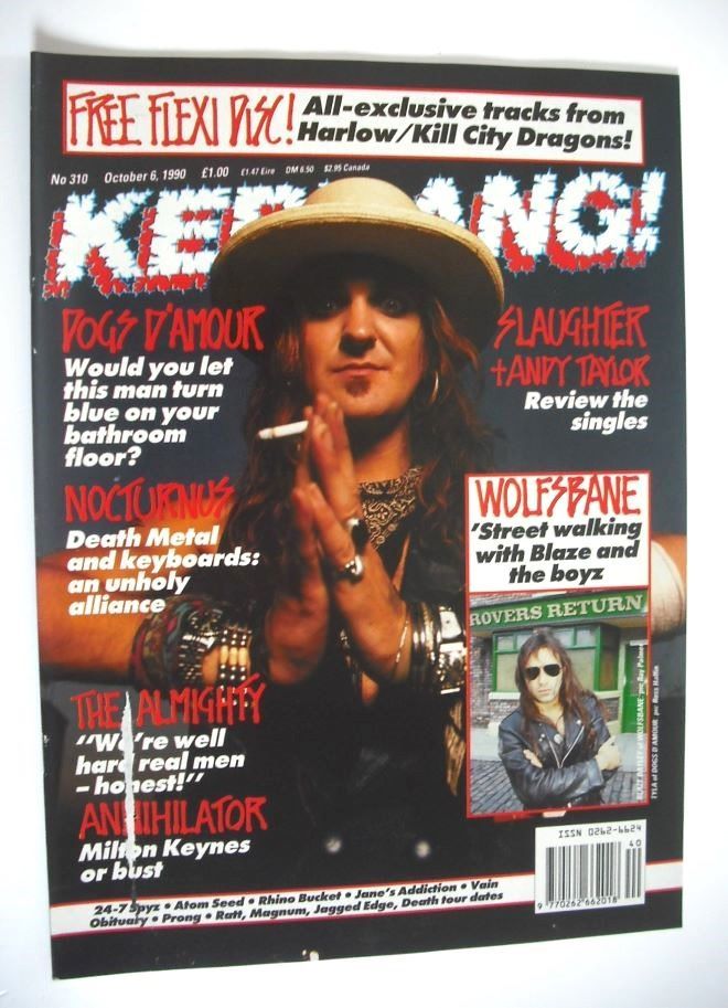 Kerrang magazine - Tyla of Dogs D'Amour cover (6 October 1990 - Issue 310)