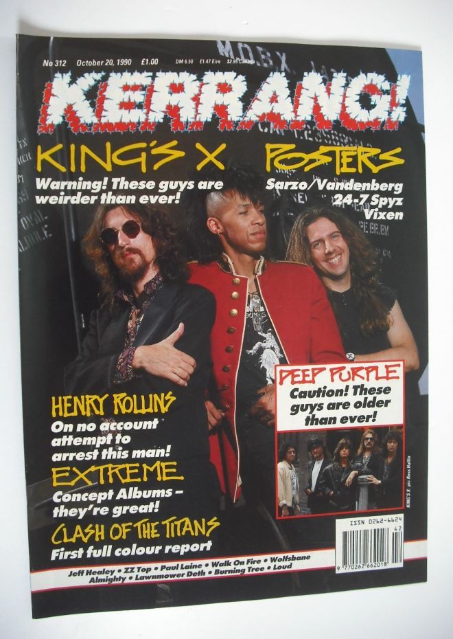 Kerrang magazine - King's X cover (20 October 1990 - Issue 312)