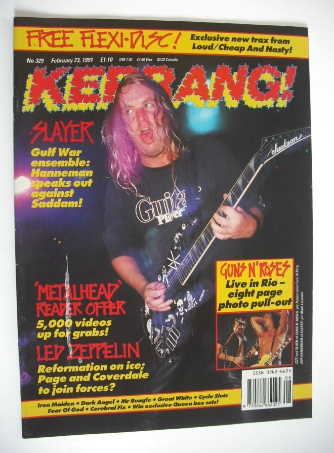 Kerrang magazine - Slayer cover (23 February 1991 - Issue 329)