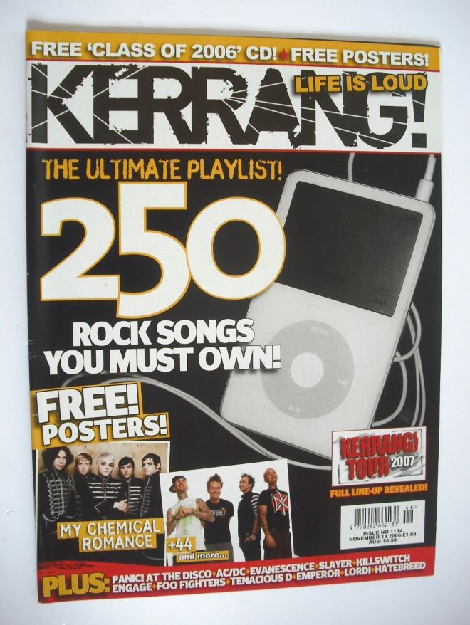 Kerrang magazine - 250 Rock Songs You Must Own cover (18 November 2006 - Issue 1134)