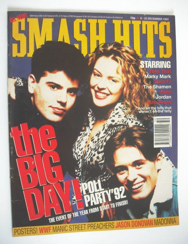 <!--1992-12-09-->Smash Hits magazine - Jordan Knight, Kylie Minogue and Mar