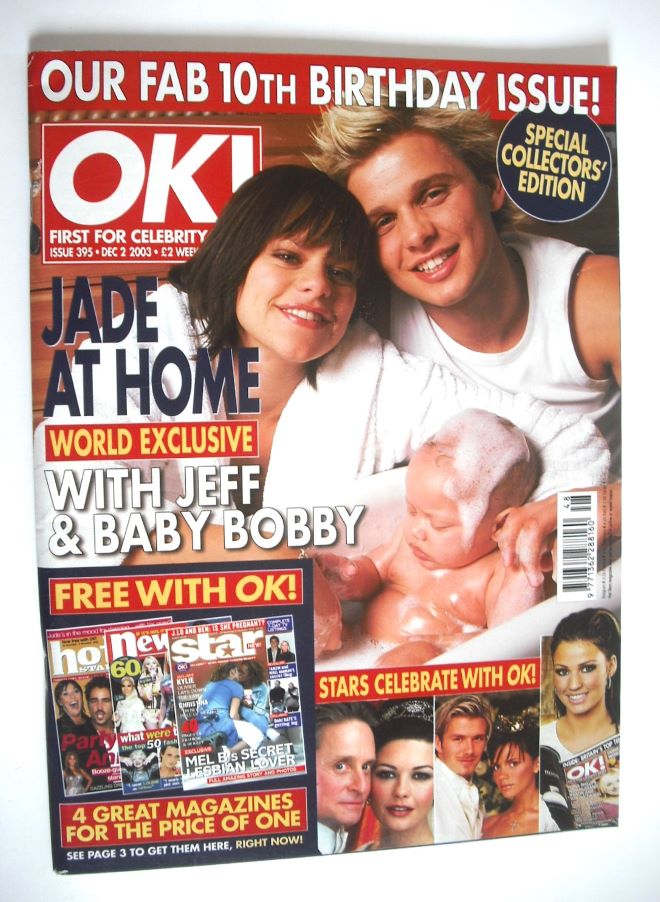 OK! magazine - Jade Goody and Jeff Brazier and Bobby cover (2 December 2003 - Issue 395)