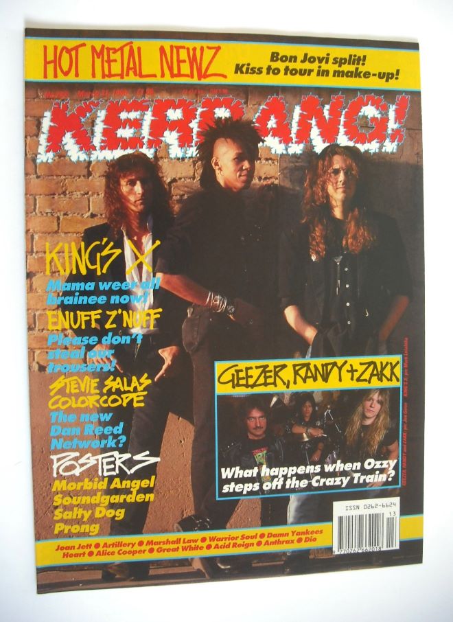 Kerrang magazine - King's X cover (31 March 1990 - Issue 283)