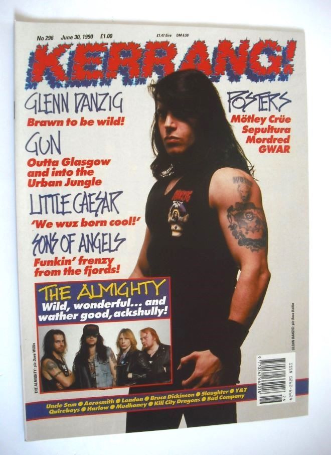 Kerrang magazine - Glenn Danzig cover (30 June 1990 - Issue 296)