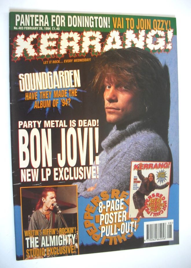 Kerrang magazine - Jon Bon Jovi cover (26 February 1994 - Issue 483)