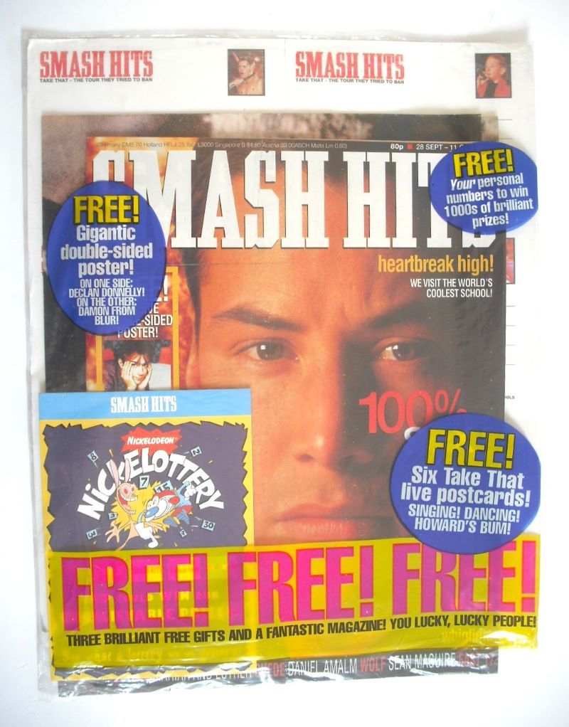 Smash Hits magazine - Keanu Reeves cover (28 September - 11 October 1994)
