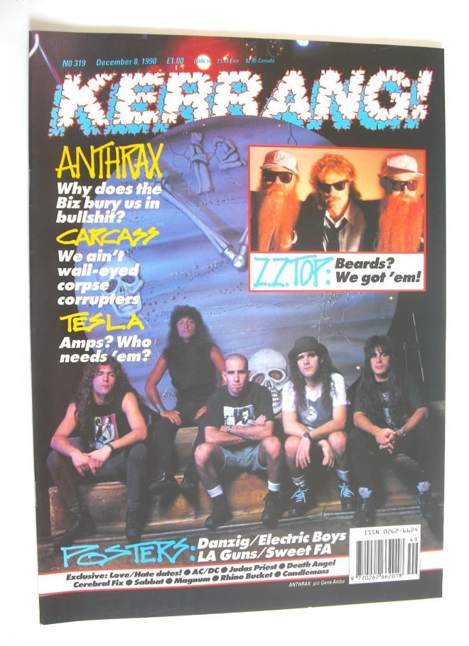 Kerrang magazine - Anthrax cover (8 December 1990 - Issue 319)