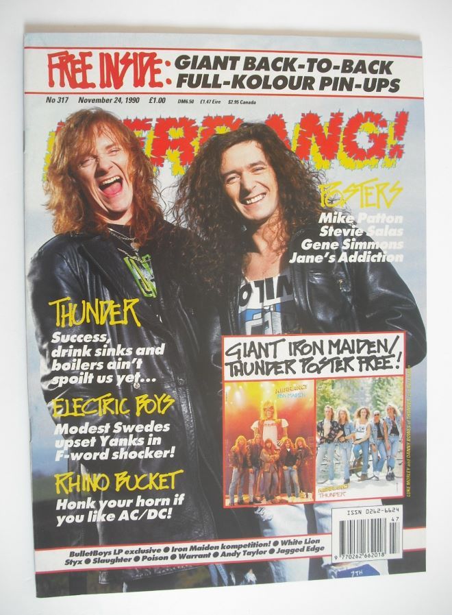 Kerrang magazine - Thunder cover (24 November 1990 - Issue 317)