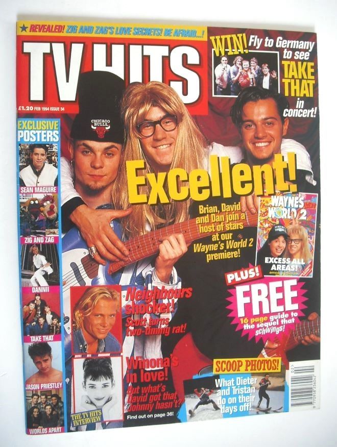 TV Hits magazine - February 1994 - Brian Harvey, David Ross and Dan Falzon cover