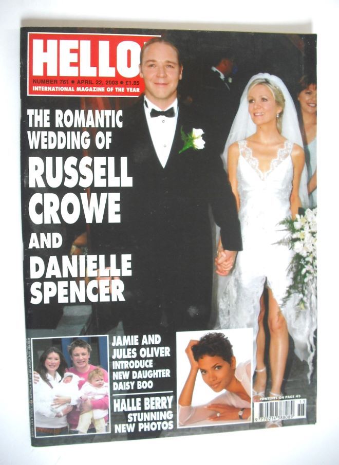 Hello! magazine - Russell Crowe and Danielle Spencer wedding cover (22 April 2003 - Issue 761)