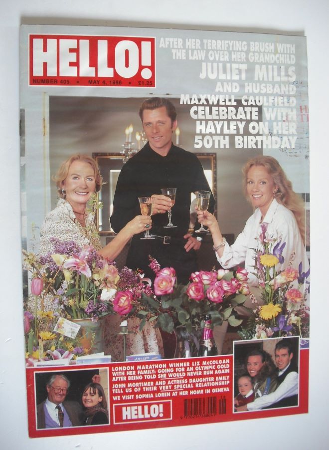 Hello! magazine - Juliet Mills, Maxwell Caulfield and Hayley Mills cover (4 May 1996 - Issue 405)