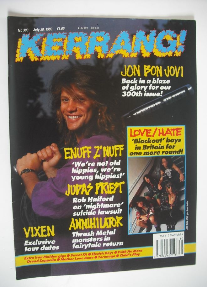 Kerrang magazine - Jon Bon Jovi cover (28 July 1990 - Issue 300)