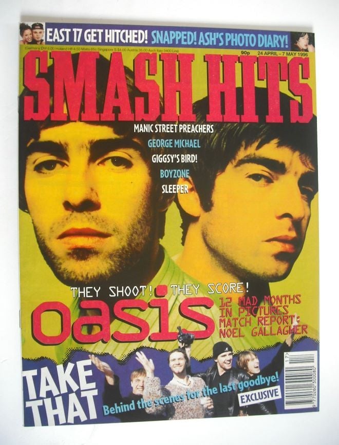 Smash Hits magazine - Oasis cover (24 April - 7 May 1996)