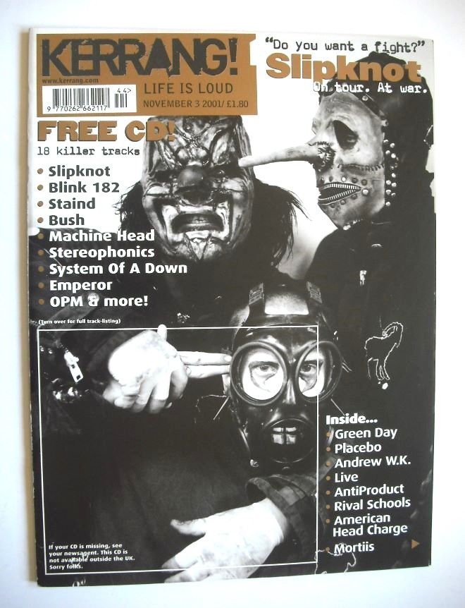 Kerrang magazine - Slipknot cover (3 November 2001 - Issue 877)