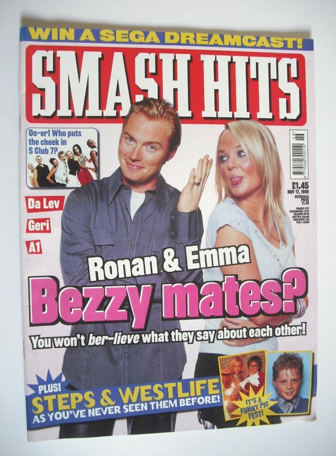 Smash Hits magazine - Ronan Keating and Emma Bunton cover (17 November 1999)