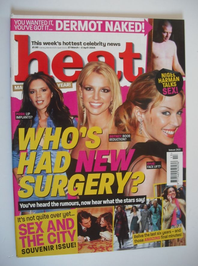 Heat magazine - Who's Had New Surgery? cover (27 March - 2 April 2004 - Issue 263)