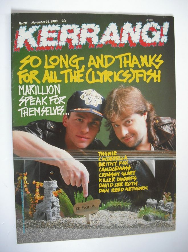 Kerrang magazine - Mark Kelly and Steve Rothery cover (26 November 1988 - Issue 215)