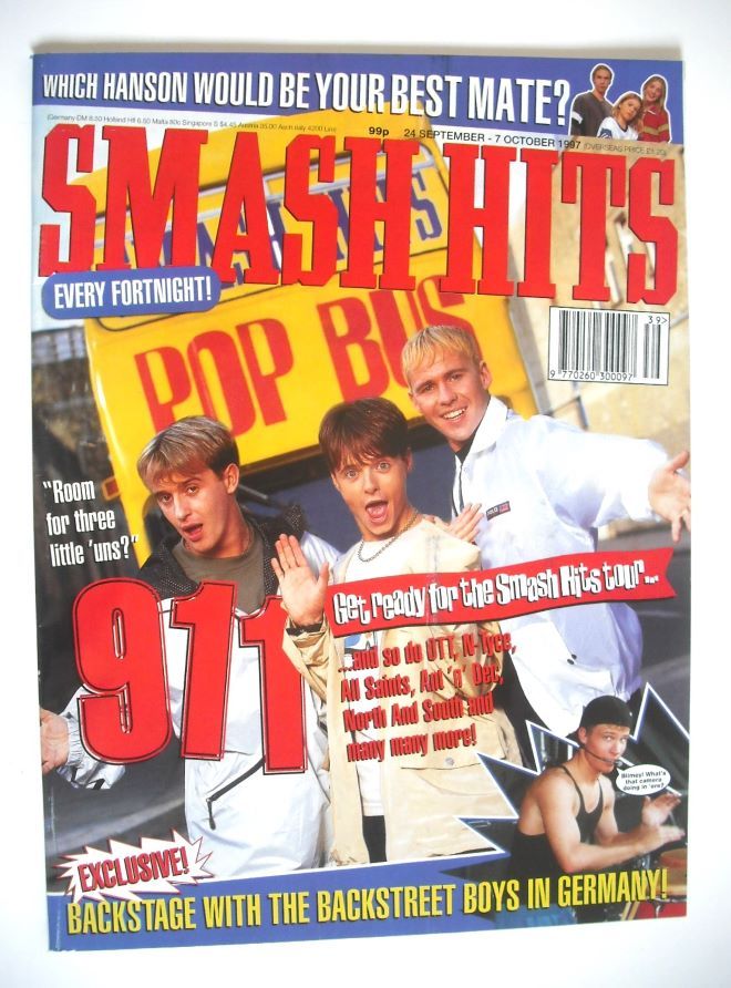 Smash Hits magazine - 911 cover (24 September - 7 October 1997)