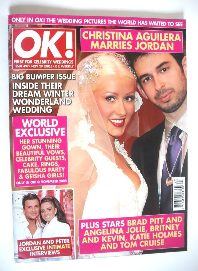 OK! magazine - Jordan Bratman and Christina Aguilera wedding cover (29 November 2005 - Issue 497)