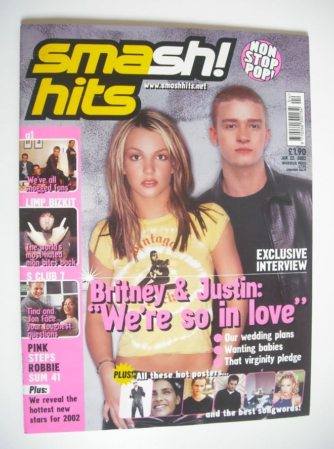 Smash Hits magazine - Justin Timberlake and Britney Spears cover (22 January 2002)