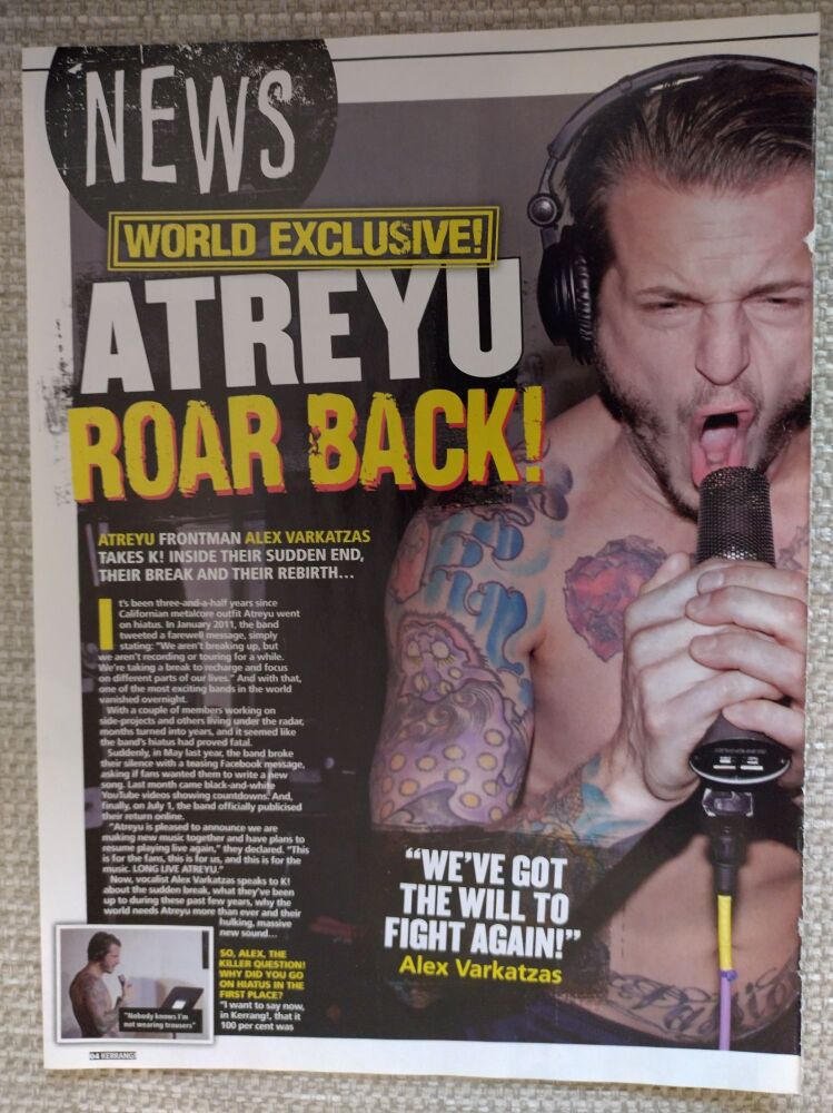 Atreyu feature (magazine clipping from 2014)