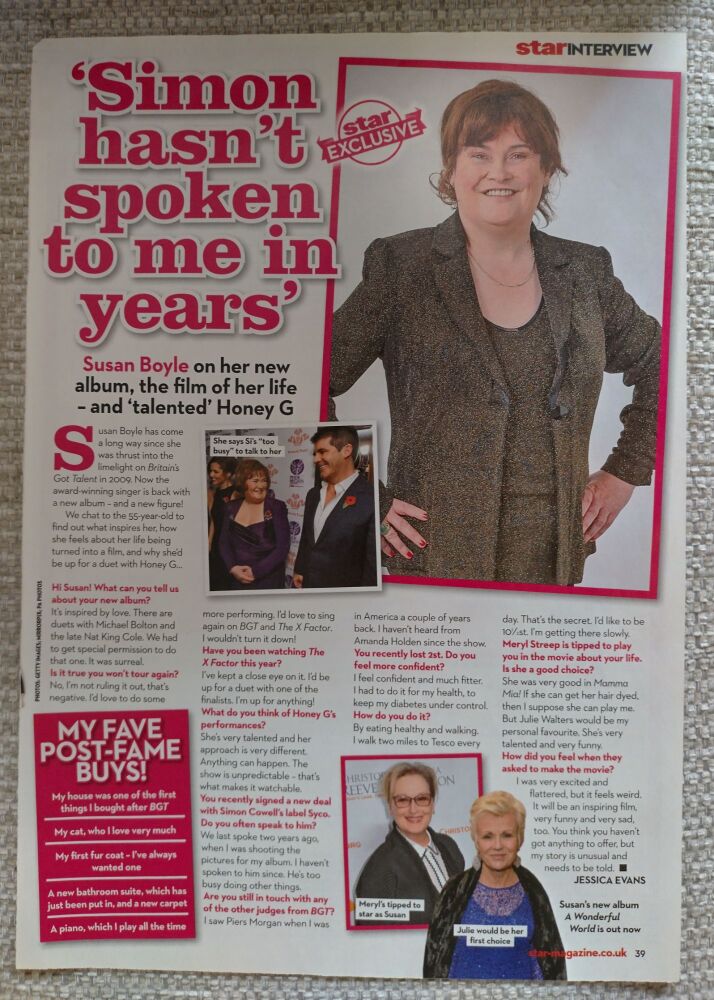 Susan Boyle feature (magazine clipping from 2016)