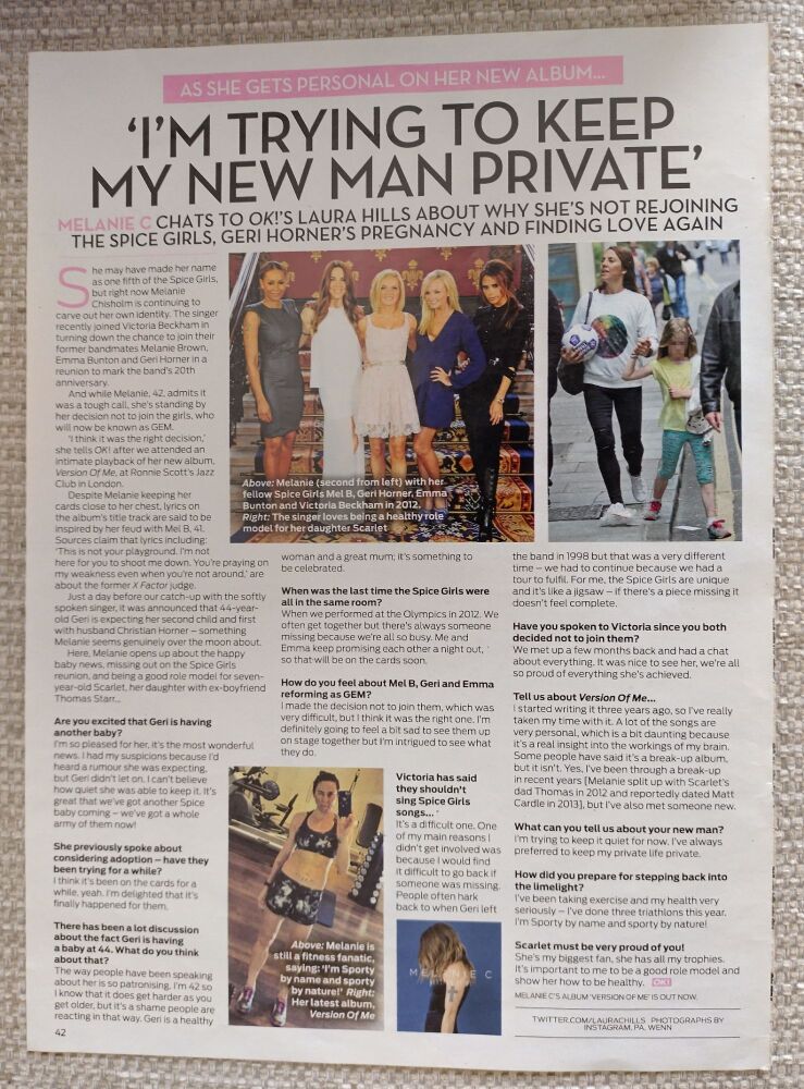 Melanie Chisholm feature (magazine clipping from 2016)
