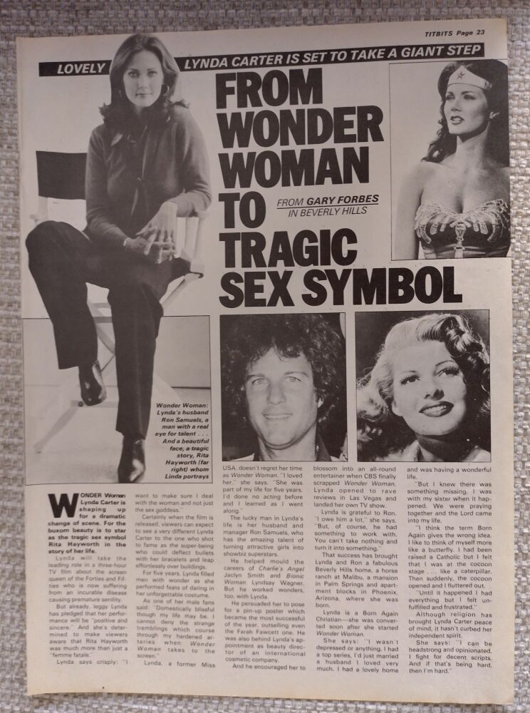 Lynda Carter feature (magazine clipping from 1982)