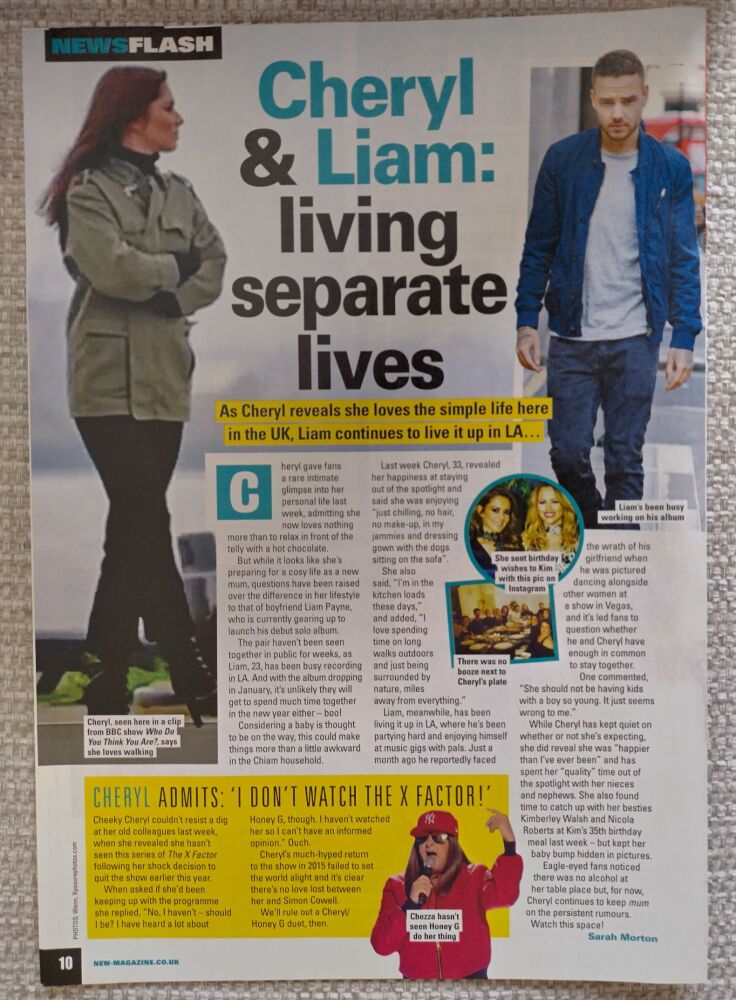 Cheryl and Liam Payne feature (magazine clipping from 2016)
