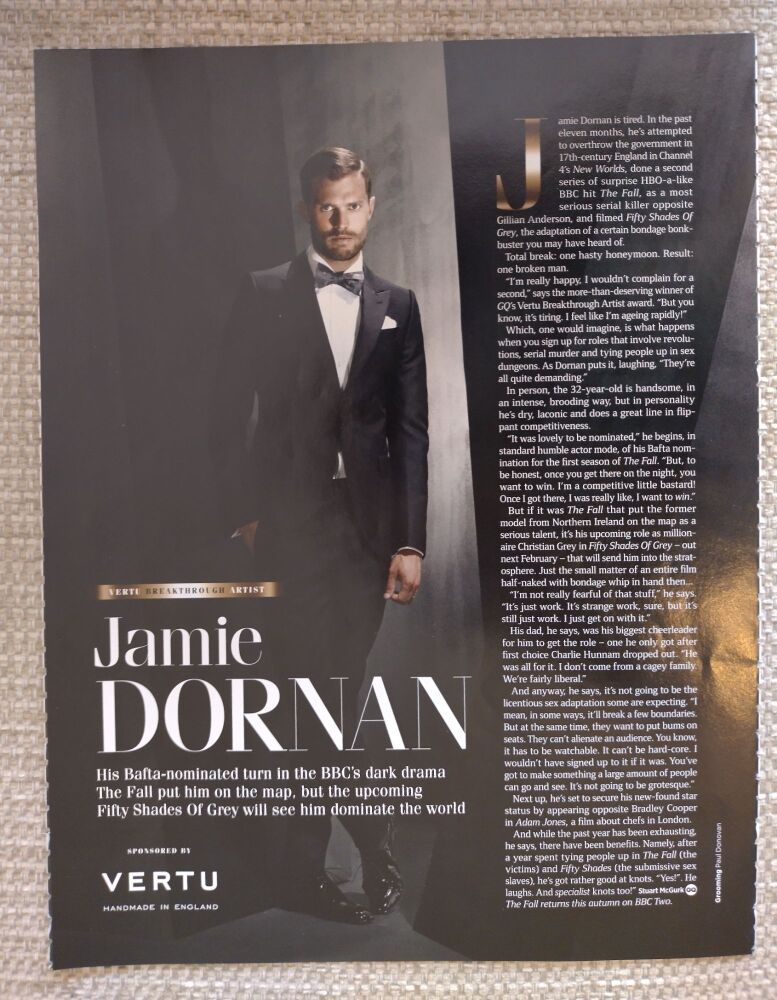 Jamie Dornan feature (magazine clipping from 2014)