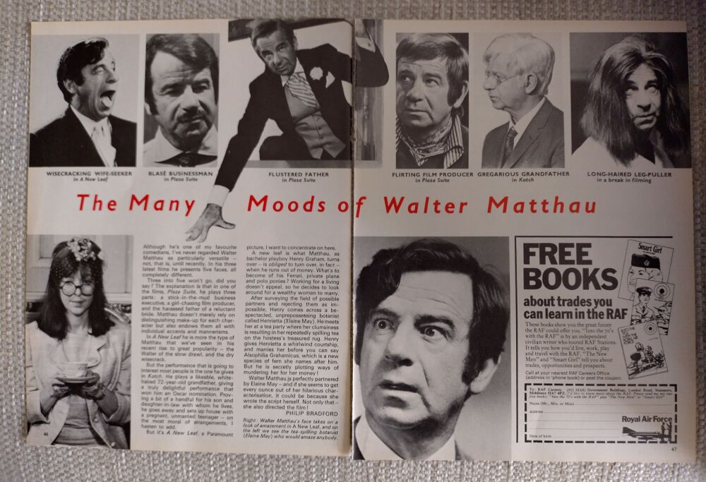 Walter Matthau feature (magazine clipping from 1972)