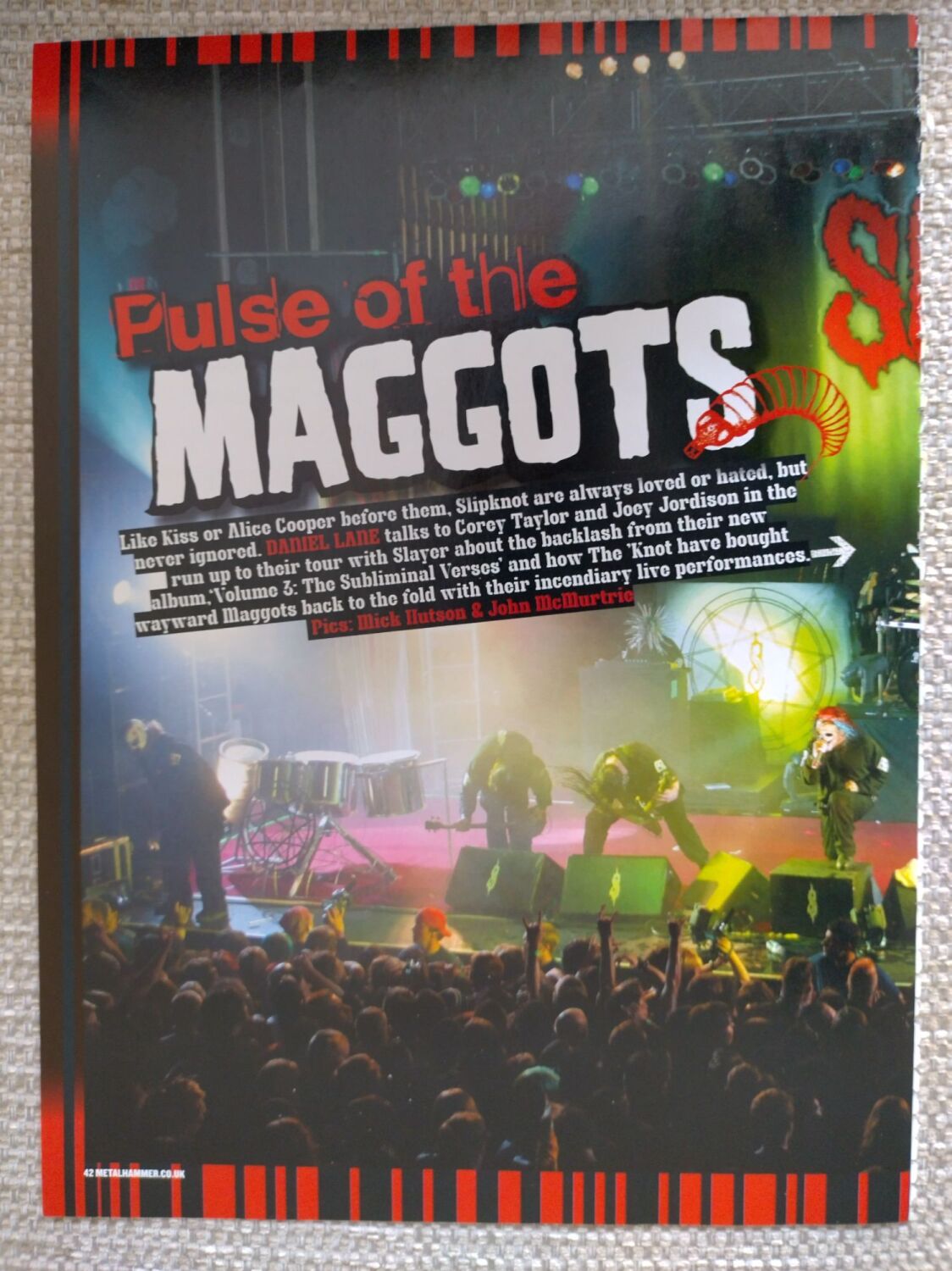 Slipknot feature (magazine clipping from 2004)