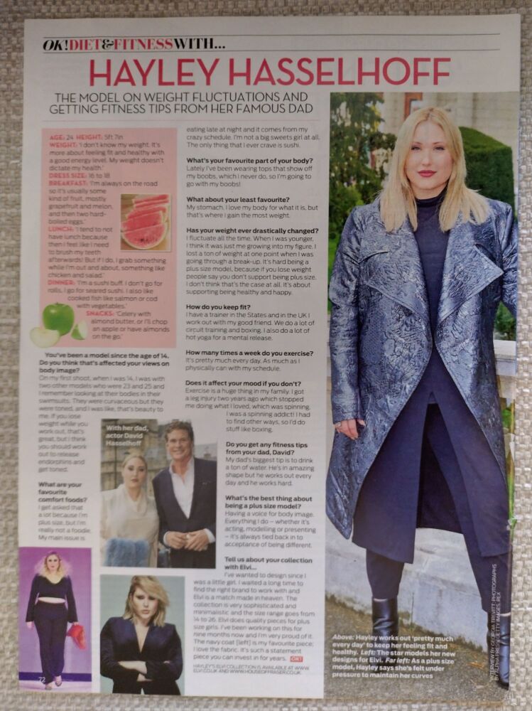 Hayley Hasselhoff feature (magazine clipping from 2016)