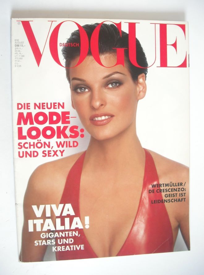 German Vogue magazine - August 1992 - Linda Evangelista cover