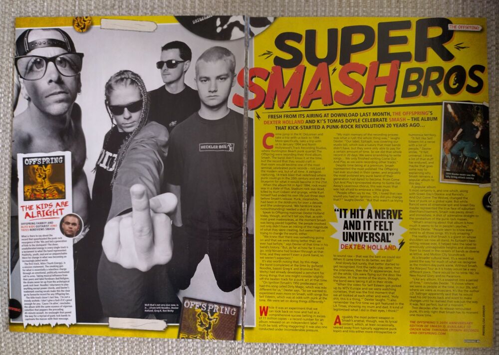 The Offspring feature (magazine clipping from 2014)