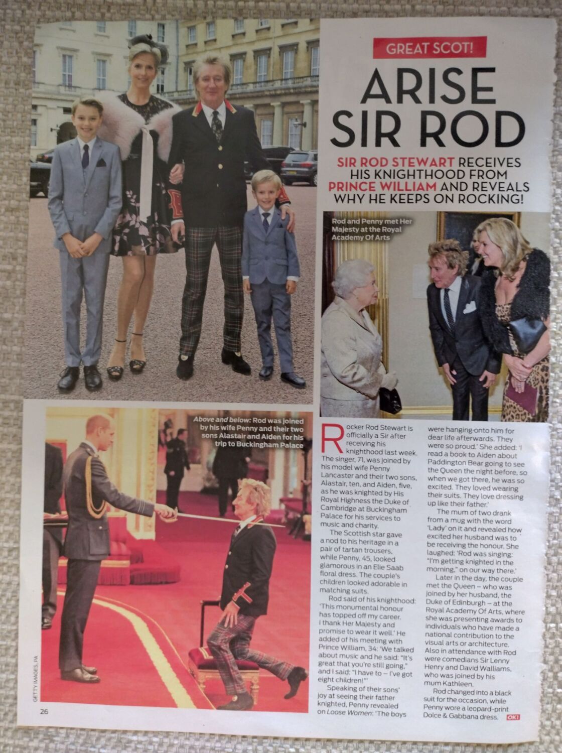 Sir Rod Stewart feature (magazine clipping from 2016)