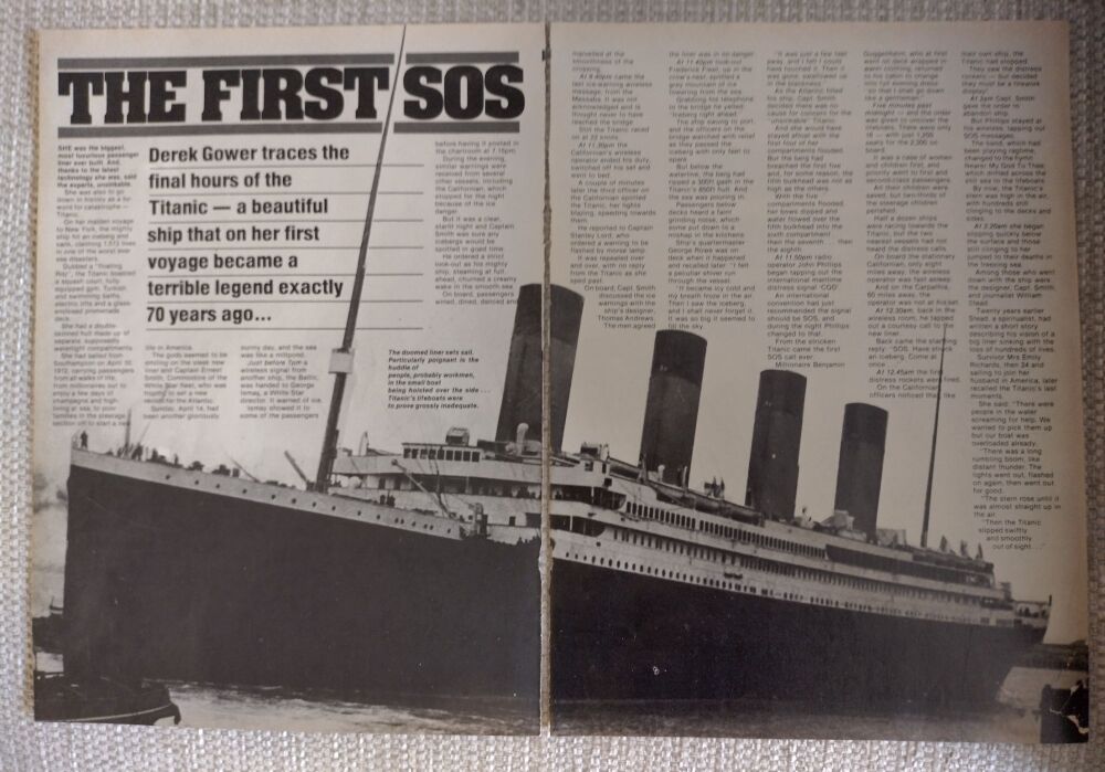 Titanic feature (magazine clipping from 1982)