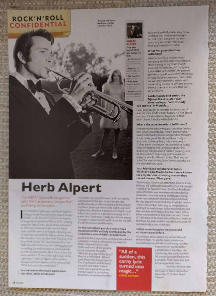 Herb Alpert feature (magazine clipping from 2023)