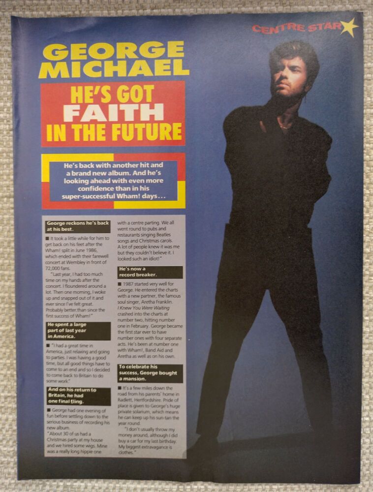 George Michael feature (magazine clipping from 1987)