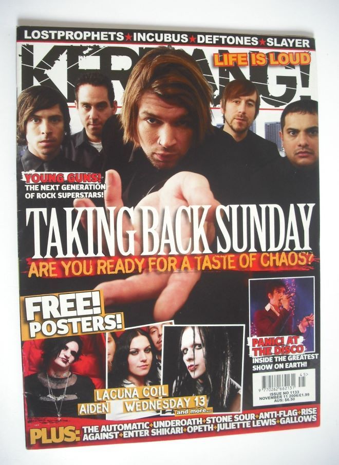 Kerrang magazine - Taking Back Sunday cover (11 November 2006 - Issue 1133)