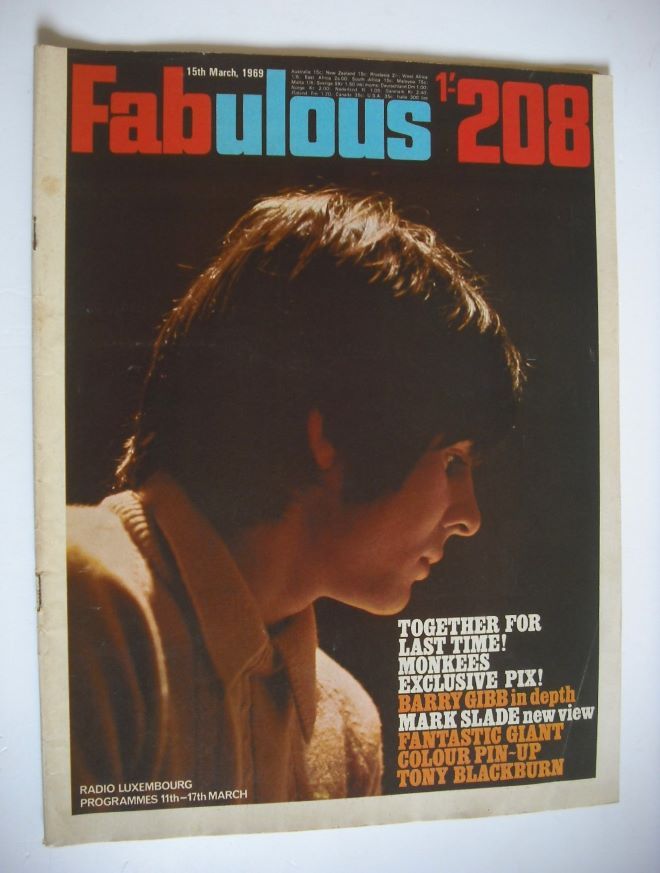 Fabulous 208 magazine (15 March 1969 - Davy Jones cover)