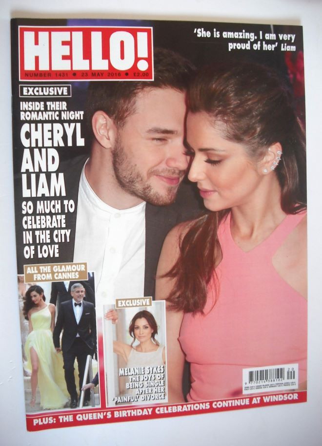 Hello! magazine - Cheryl Cole and Liam Payne cover (23 May 2016 - Issue 1431)