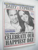 Daily Express newspaper - Prince William and Kate Middleton cover (29 April 2011)