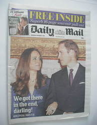 Daily Mail newspaper - Prince William and Kate Middleton cover (17 November 2010)