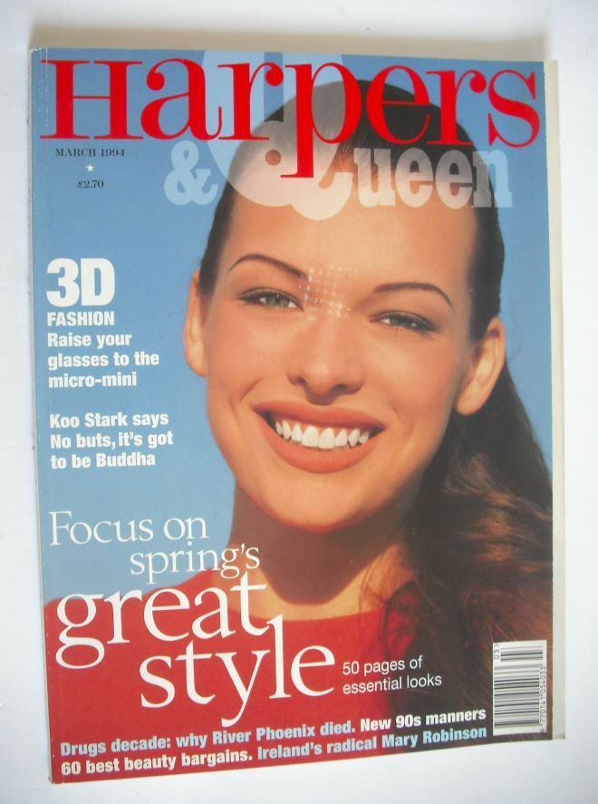 British Harpers & Queen magazine - March 1994 - Milla Jovovich cover