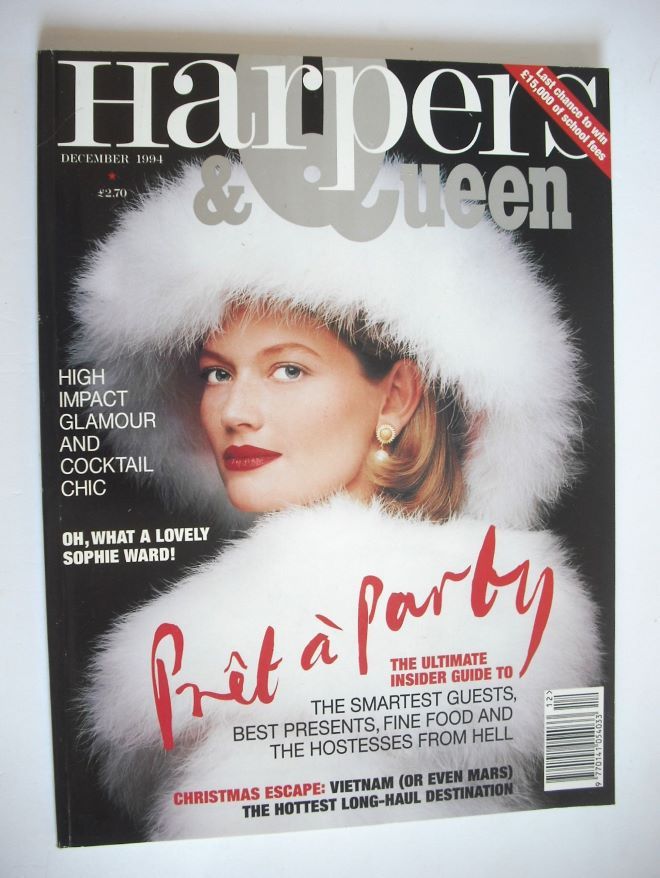 British Harpers & Queen magazine - December 1994 - Sophie Ward cover
