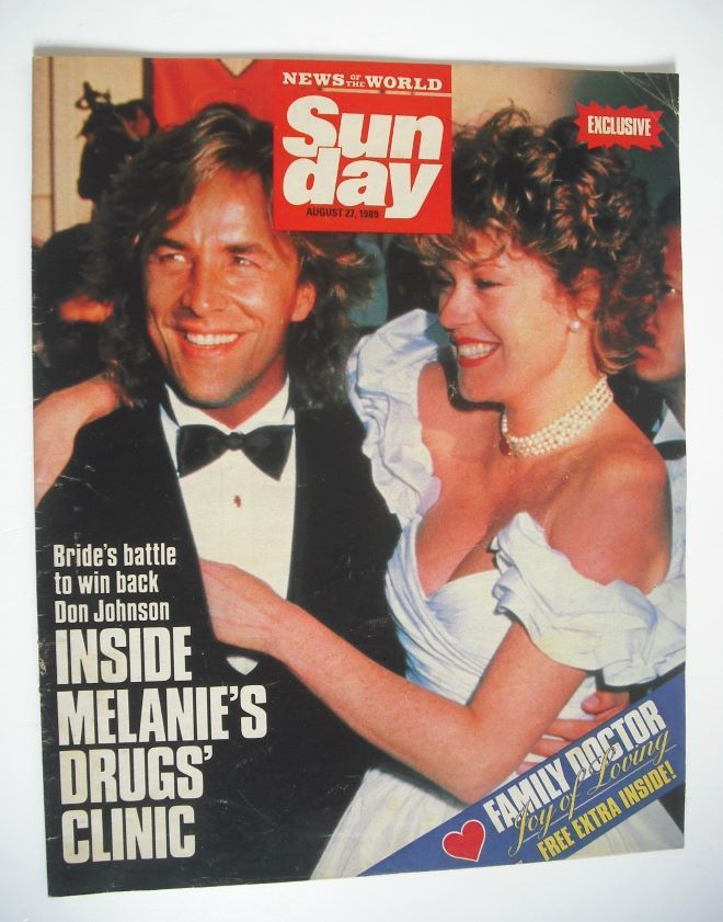 Sunday magazine - 27 August 1989 - Don Johnson and Melanie Griffith cover